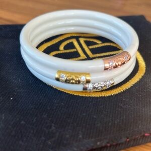 Buddha girl bangles - white three kings all weather bangles